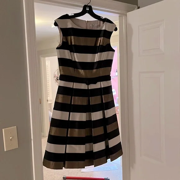 Eliza J | Dresses | Eliza J Fit And Flare Dress Black And Gold Worn Once |  Poshmark